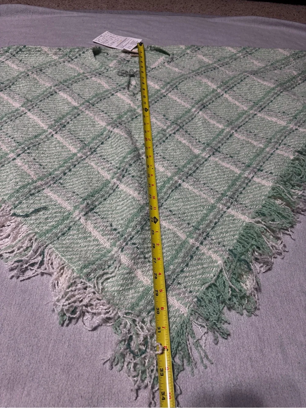 Soft Plaid Fringe Wrap Scarf - Mint Green